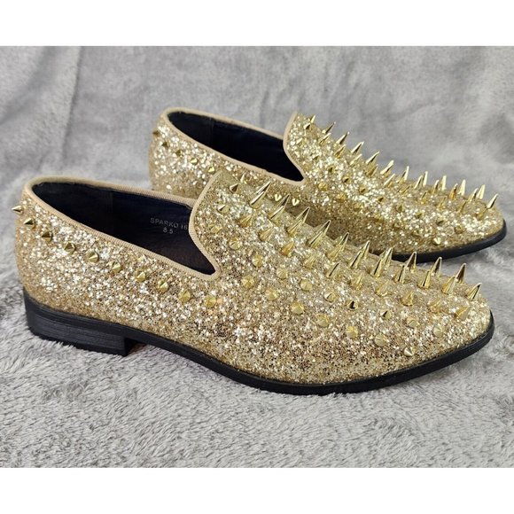 Alberto Fellini Shoes Mens Size 8.5 Gold Sparko Fashion Spiked Dressy Loafers main image 6